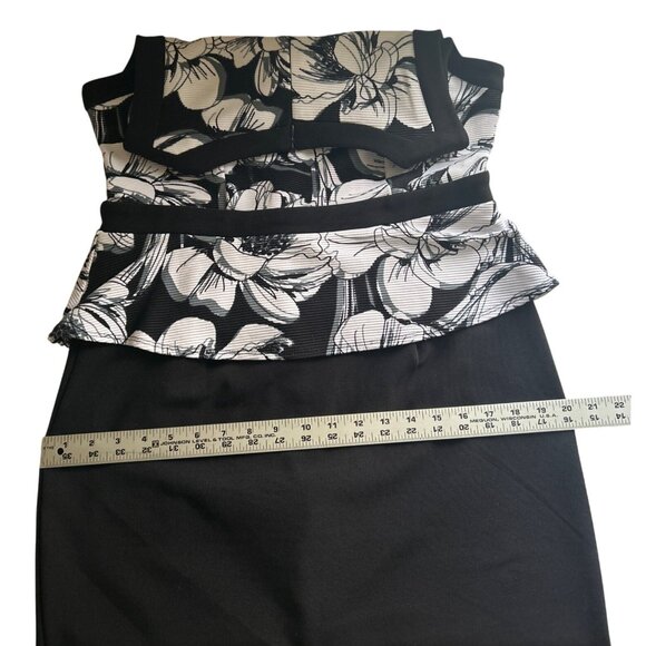 Shelby & Palmer Womens Black & White Floral Peplum Dress Size 8 Office - Picture 8 of 9